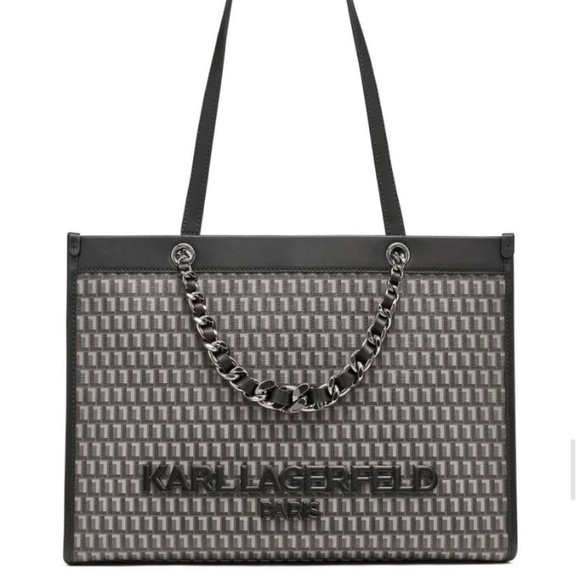 Karl Lagerfeld Paris Savoie Monagram Leather Tote Nwt - Picture 1 of 11